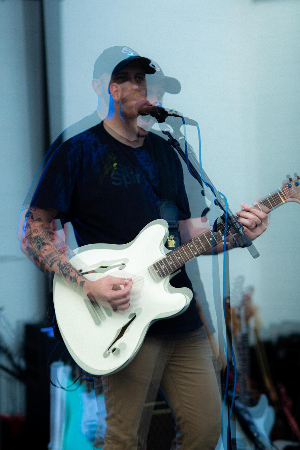Double-Exposure Musician